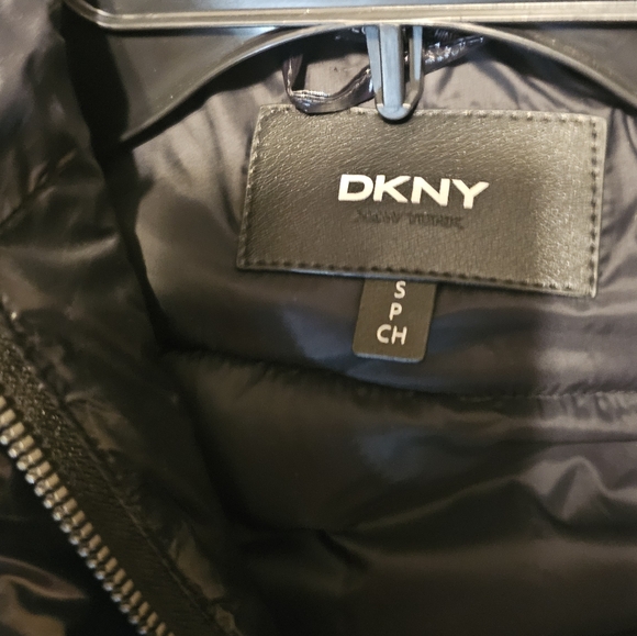 DKNY Women's Puffer Coat, specifically a style featuring a double hood and zippe - Picture 13 of 14